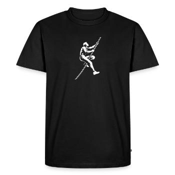 Rope climbing on the obstacle course - Men's Premium Organic T-Shirt - black - Front - Nico (187cm)