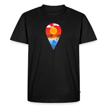 Paradise Icon (Beach, Sea) - Men's Premium Organic T-Shirt - black - Front - Nico (187cm)