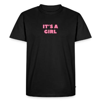 C’est une fille - T-shirt Premium bio Homme - noir - Devant - Nico (187cm)