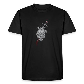 Cœur brisé - L’épée transperce le cœur - T-shirt Premium bio Homme - noir - Devant - Nico (187cm)