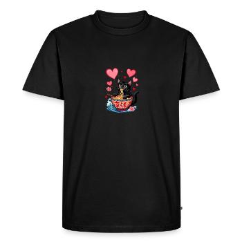 Cat Ramen Kawaii Japanese-Inspired Art - Men's Premium Organic T-Shirt - black - Front - Nico (187cm)