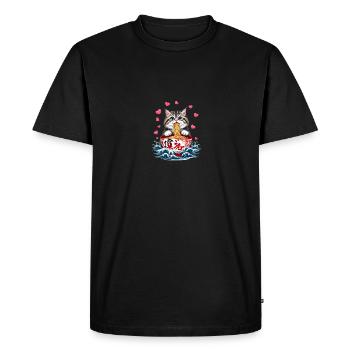 Cat Ramen Kawaii Japanese-Inspired Art - Men's Premium Organic T-Shirt - black - Front - Nico (187cm)