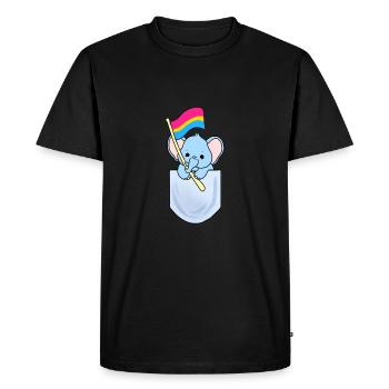 Elephant in pocket Pan Pride - Men's Premium Organic T-Shirt - black - Front - Nico (187cm)