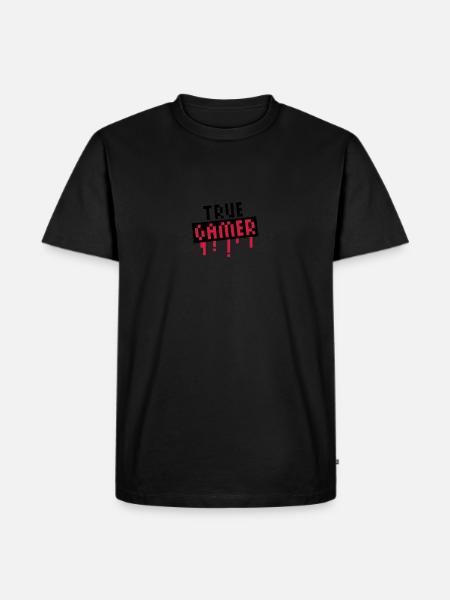 True Gamer Stamp - Männer Premium Bio T-Shirt - Schwarz