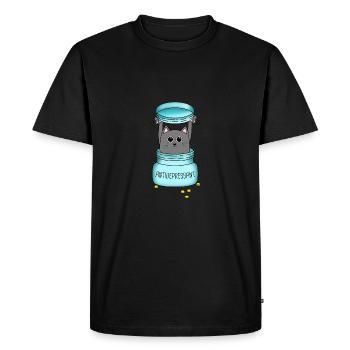 Idée cadeau anniversaire antidépresseur chat - T-shirt Premium bio Homme - noir - Devant - Nico (187cm)