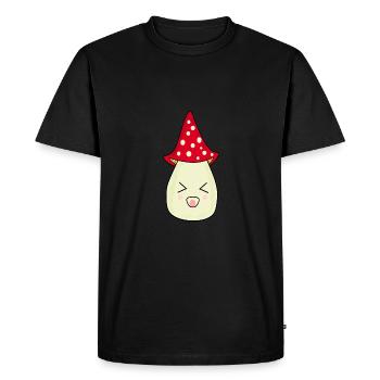 Mushroom fly agaric red with face - Men's Premium Organic T-Shirt - black - Front - Nico (187cm)