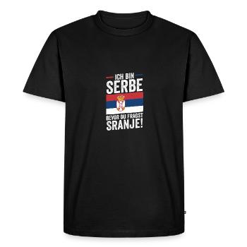 Serbe Serbe Serbie - T-shirt Premium bio Homme - noir - Devant - Nico (187cm)