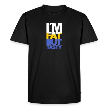 Je suis grosse, mais savoureux - T-shirt Premium bio Homme - noir - Devant - Nico (187cm)