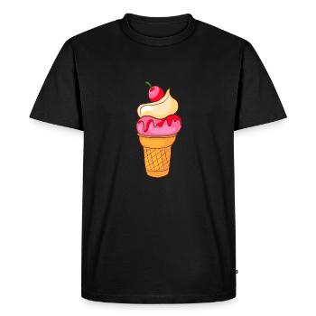 Crème glacée, crème glacée, crème glacée, crème glacée, boule, crème glacée, sundae - T-shirt Premium bio Homme - noir - Devant - Nico (187cm)