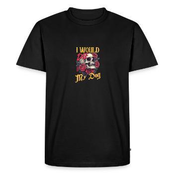 Je mourrais pour mon chien crâne Roses Art - T-shirt Premium bio Homme - noir - Devant - Nico (187cm)