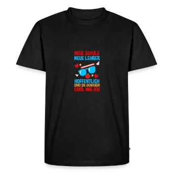 Kita sortants entrant à l'école écolier commençant l'école - T-shirt Premium bio Homme - noir - Devant - Nico (187cm)