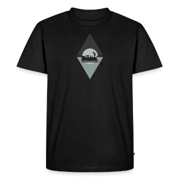 Steam Locomotive Railway Rails - Men's Premium Organic T-Shirt - black - Front - Nico (187cm)