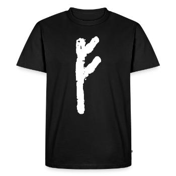 Elder Futhark Rune Fehu - Letter F - Men's Premium Organic T-Shirt - black - Front - Nico (187cm)