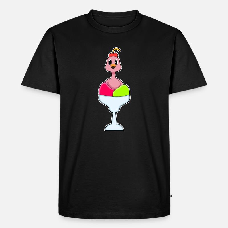 Flamingo Eisbecher - Männer Premium Bio T-Shirt - Schwarz