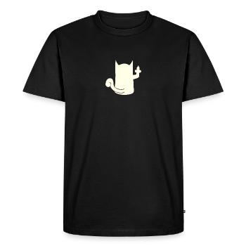 Un chat par derrière montre le majeur - T-shirt Premium bio Homme - noir - Devant - Nico (187cm)