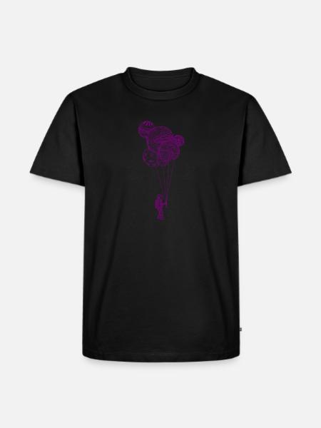Astronaut mit Planetenballons - Männer Premium Bio T-Shirt - Schwarz