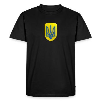 Ukraine Wappen Dreizack Gerfalke Trident Blau Gelb - Männer Premium Bio T-Shirt - Schwarz - Vorne - Nico (187cm)