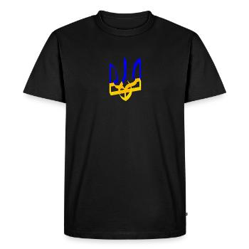 Armoiries de l’Ukraine Trident Gyrfalcon Trident Volume V3 - T-shirt Premium bio Homme - noir - Devant - Nico (187cm)