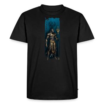 Gardien divin : Anubis avec bâton royal - T-shirt Premium bio Homme - noir - Devant - Nico (187cm)