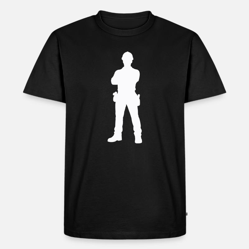 Bauarbeiter Bau Silhouette - Männer Premium Bio T-Shirt - Schwarz