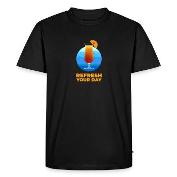 Refresh your day! - Men's Premium Organic T-Shirt - black - Front - Nico (187cm)