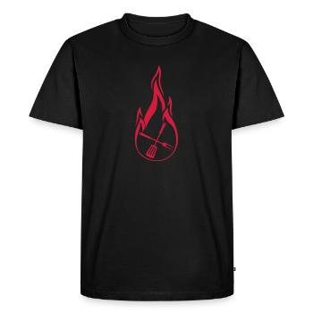 fire barbecue flames hot burn food grill - Men's Premium Organic T-Shirt - black - Front - Nico (187cm)