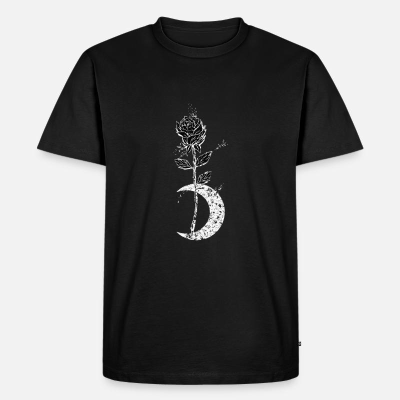 Rose mit Mond - Männer Premium Bio T-Shirt - Schwarz
