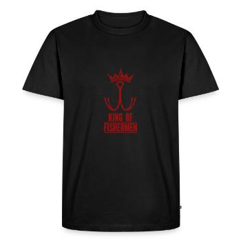 Pêcheur à la ligne Hameçon Canne à pêche Pêcheur sportif - T-shirt Premium bio Homme - noir - Devant - Nico (187cm)
