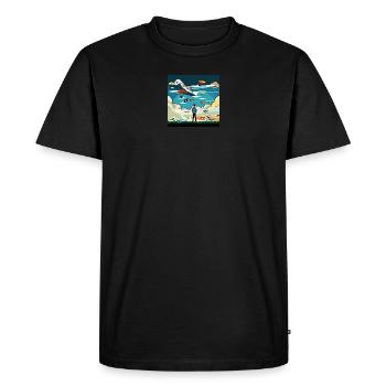 GuyWatchingPlanesOne - Men's Premium Organic T-Shirt - black - Front - Nico (187cm)