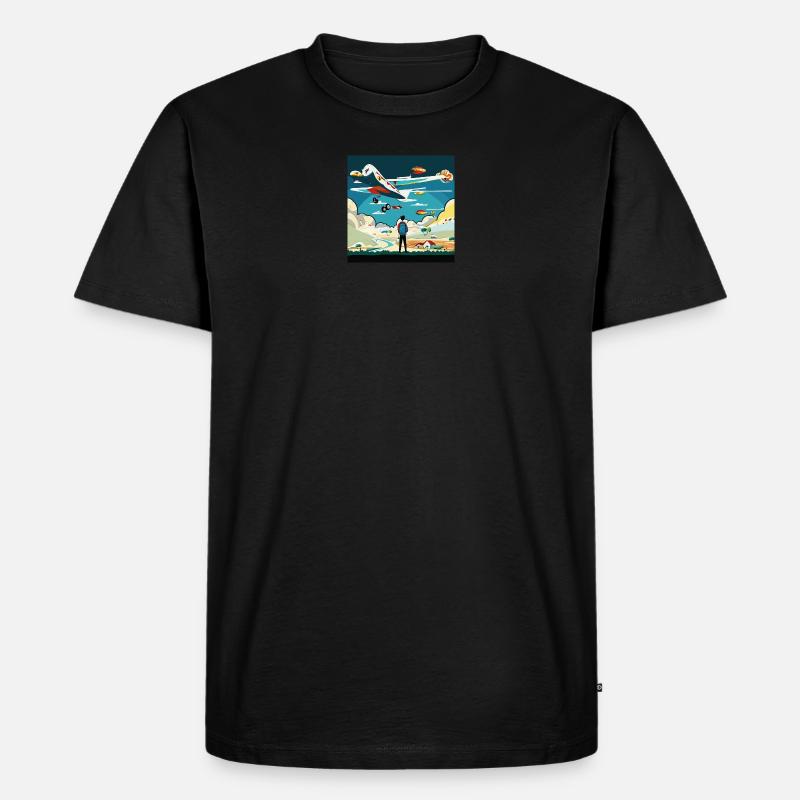 GuyWatchingPlanesOne - Männer Premium Bio T-Shirt - Schwarz