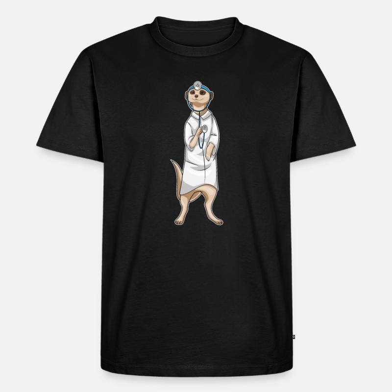 Erdmännchen Arzt Stethoskop - Männer Premium Bio T-Shirt - Schwarz