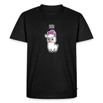 STYLE DE LAMA ! Mignon petit lama avec chapeau - T-shirt Premium bio Homme - noir - Devant - Nico (187cm)