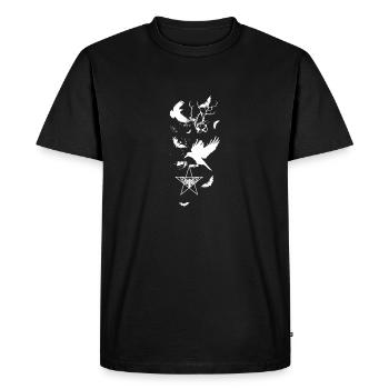 gothic,moth,pentagon,branches,white,bat,crow - Men's Premium Organic T-Shirt - black - Front - Nico (187cm)