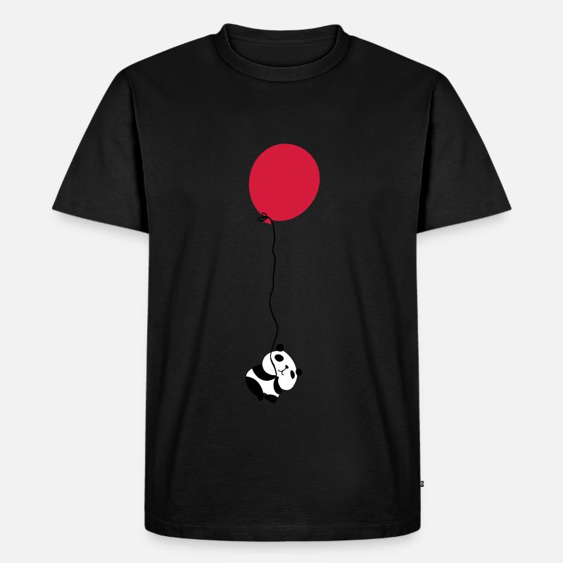 Panda Flying Balloon - Men's Premium Organic T-Shirt - black