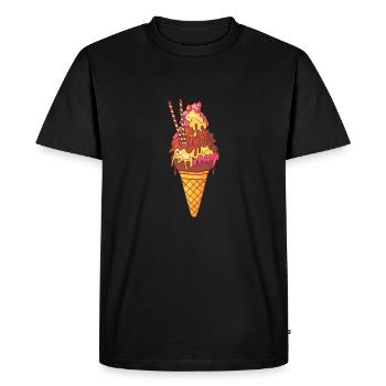 Crème glacée, crème glacée, crème glacée, crème glacée, boule, crème glacée, sundae - T-shirt Premium bio Homme - noir - Devant - Nico (187cm)