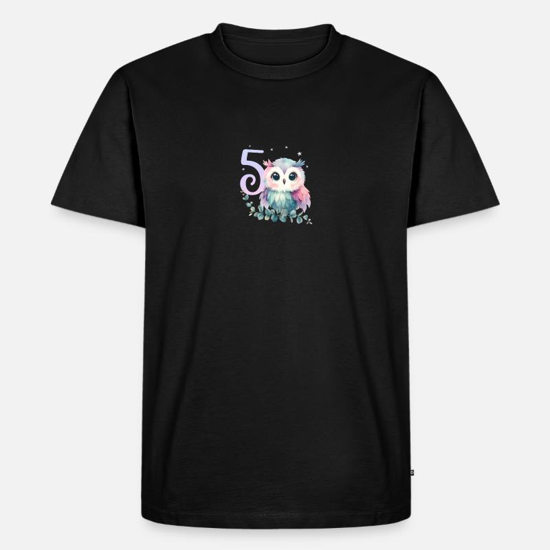 Geburtstag 5 Eule Fünfter Geburtstag Mädchen 5 Jah - Männer Premium Bio T-Shirt - Schwarz