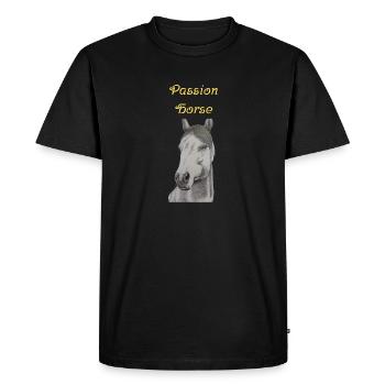 Passion cheval - T-shirt Premium bio Homme - noir - Devant - Nico (187cm)