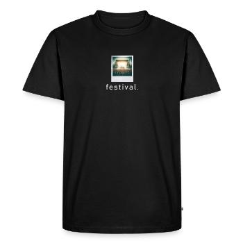 Photo rétro de l’ambiance du festival - T-shirt Premium bio Homme - noir - Devant - Nico (187cm)