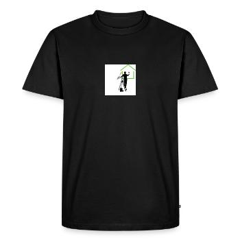 Homme sur escabeau - T-shirt Premium bio Homme - noir - Devant - Nico (187cm)