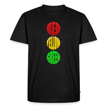 ROUGE JAUNE VERT Feux de circulation - La sécurité avant tout - T-shirt Premium bio Homme - noir - Devant - Nico (187cm)