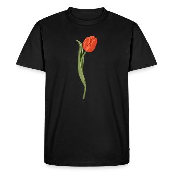 Vivid Red Tulip Illustration - Men's Premium Organic T-Shirt - black - Front - Nico (187cm)