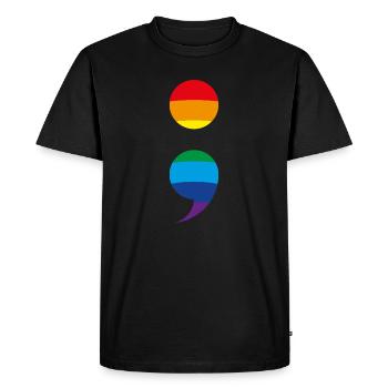 Point-virgule Prévention du suicide Point-virgule Point-virgule - T-shirt Premium bio Homme - noir - Devant - Nico (187cm)