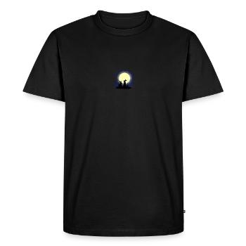 Deux lapins à la pleine lune - T-shirt Premium bio Homme - noir - Devant - Nico (187cm)