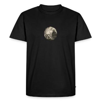 Conception surprise de la rencontre entre chat et bigfoot - T-shirt Premium bio Homme - noir - Devant - Nico (187cm)