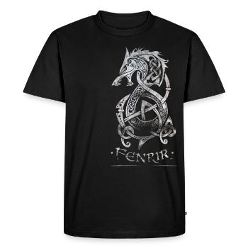 Fenrir Wolf - Oldstyle Walhalla Design - Men's Premium Organic T-Shirt - black - Front - Nico (187cm)