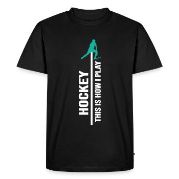 Zone de hockey sur gazon sur pénalité - T-shirt Premium bio Homme - noir - Devant - Nico (187cm)