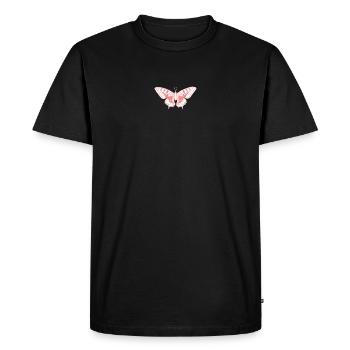 Papillon Rose Éthérée - T-shirt Premium bio Homme - noir - Devant - Nico (187cm)