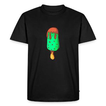 Crème glacée, crème glacée, crème glacée, crème glacée, boule, crème glacée, sundae - T-shirt Premium bio Homme - noir - Devant - Nico (187cm)