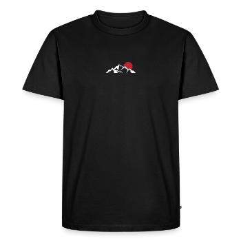 Crimson Sun Over Snowy Peaks - Men's Premium Organic T-Shirt - black - Front - Nico (187cm)