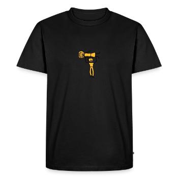 Strong man about a woman who wears pair - Men's Premium Organic T-Shirt - black - Front - Nico (187cm)